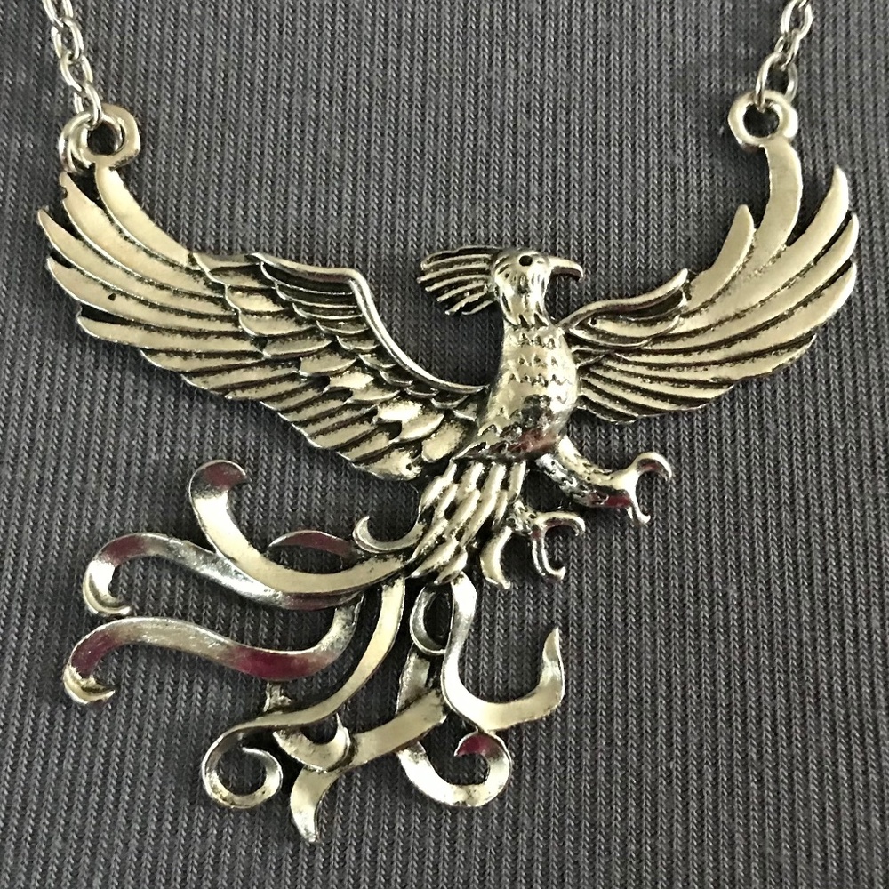 Rising Phoenix Jean Grey Silver Handmade 2-Layer Mythology Necklace Marvel Comic - Picture 5 of 15